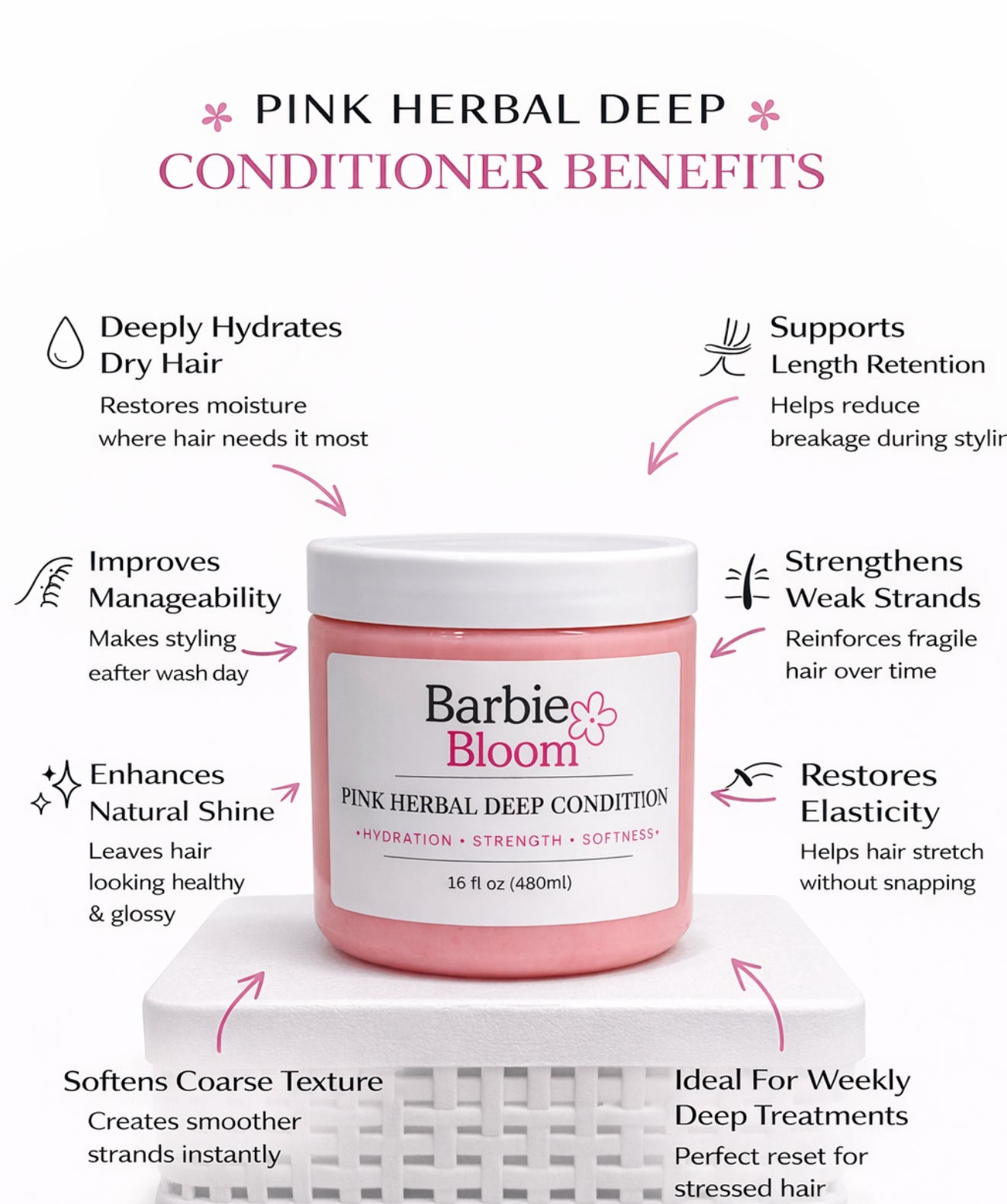 🌸 Barbie Bloom Pink Herbal Deep Conditioner